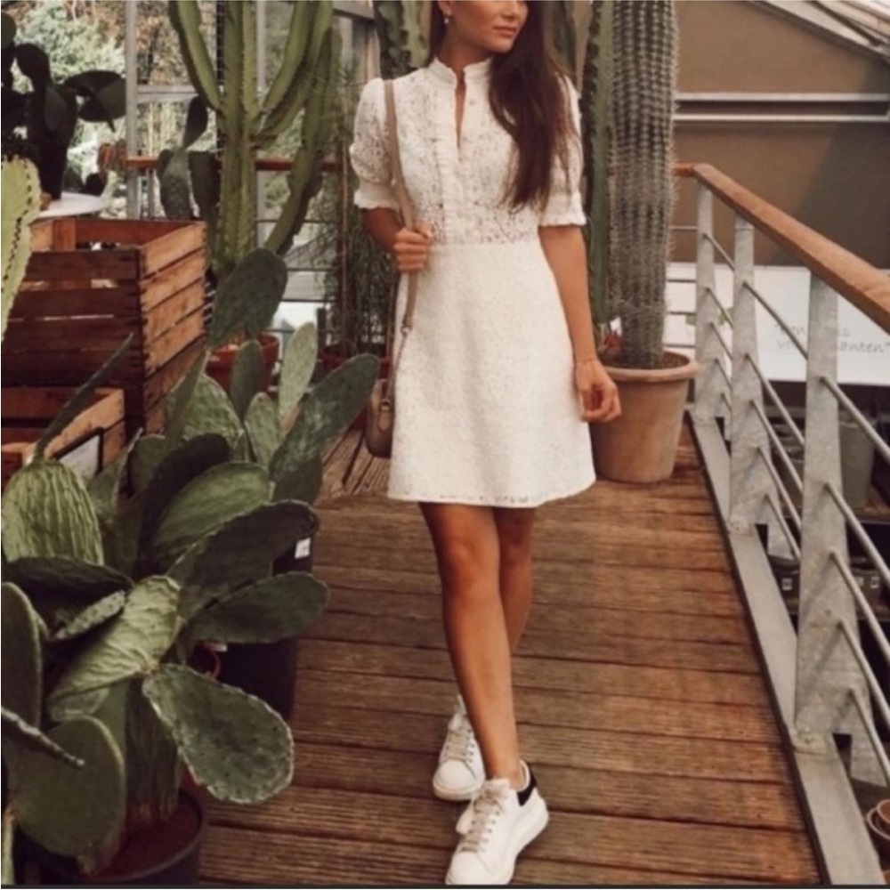 Zara Blogger Favorite Lace Rhineston Button Mini Dress - Picture 2 of 12